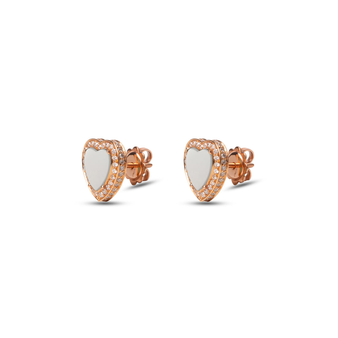 Amore earrings with white agate in rose gold