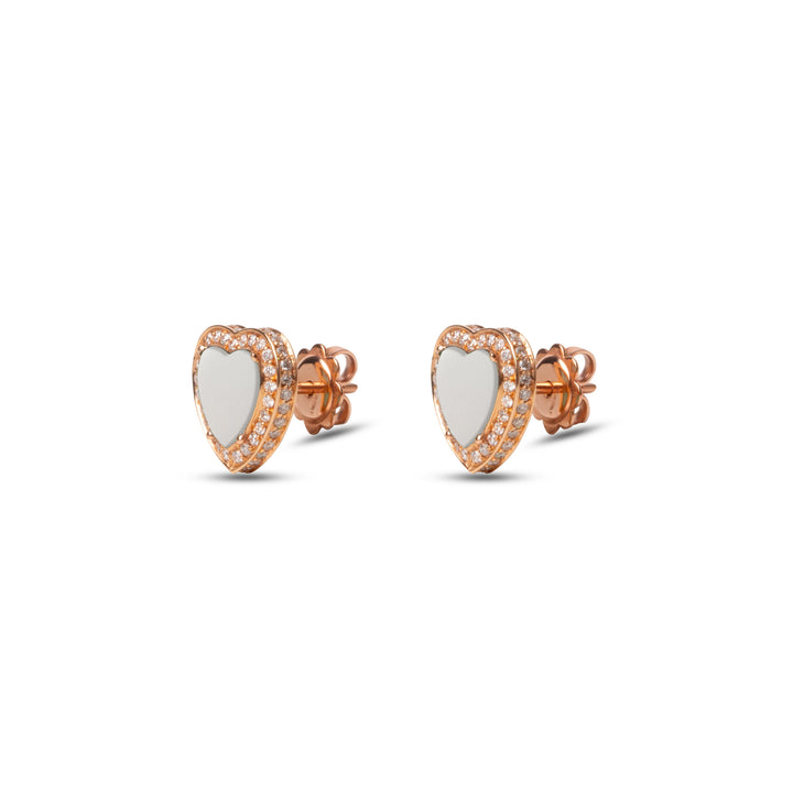 Amore earrings with white agate in rose gold