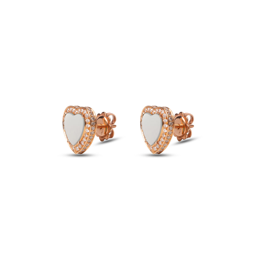 Amore earrings with white agate in rose gold