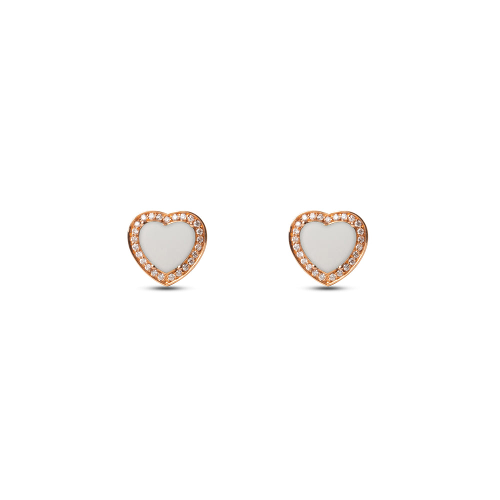 Amore earrings with white agate in rose gold (view 2)