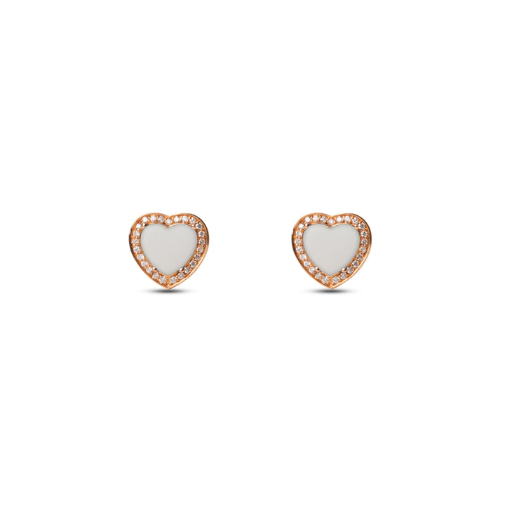 Amore earrings with white agate in rose gold (view 2)