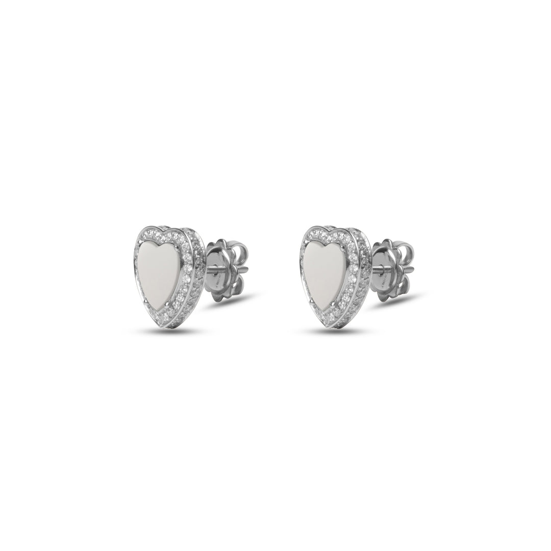 Amore earrings with white agate in white gold