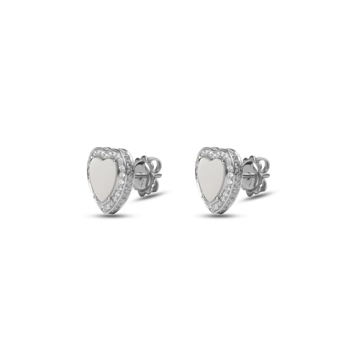 Amore earrings with white agate in white gold