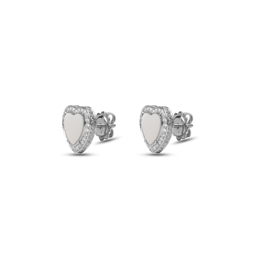 Amore earrings with white agate in white gold
