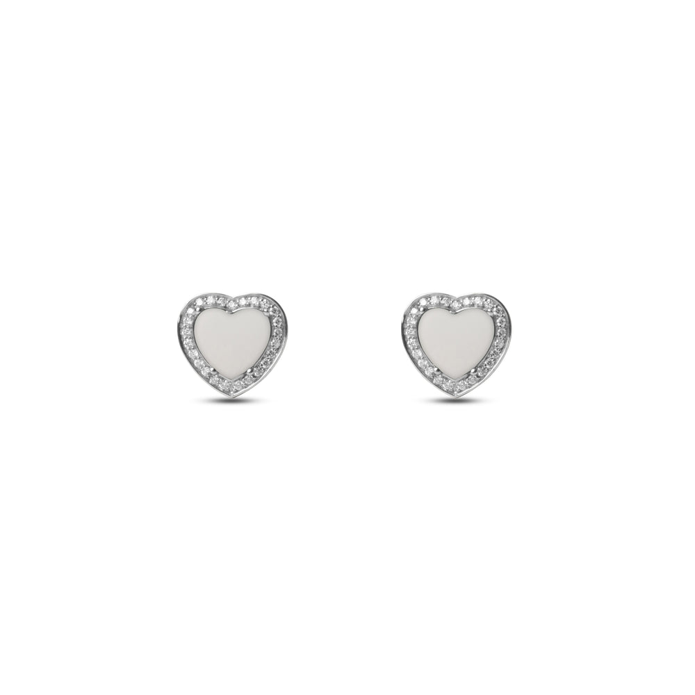 Amore earrings with white agate in white gold (view 2)