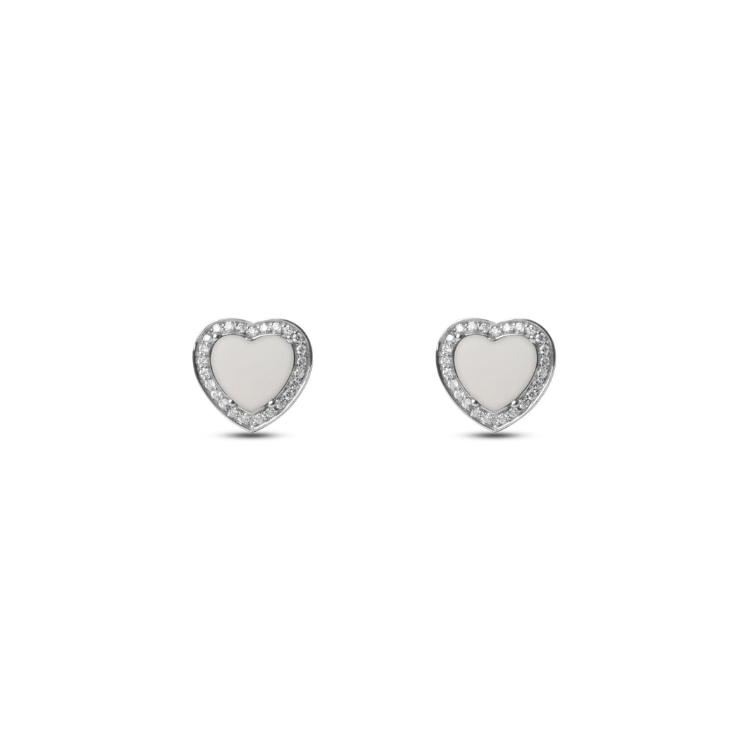Amore earrings with white agate in white gold (view 2)