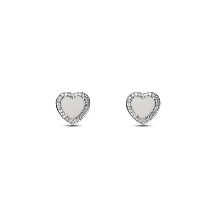 Amore earrings with white agate in white gold (view 2)