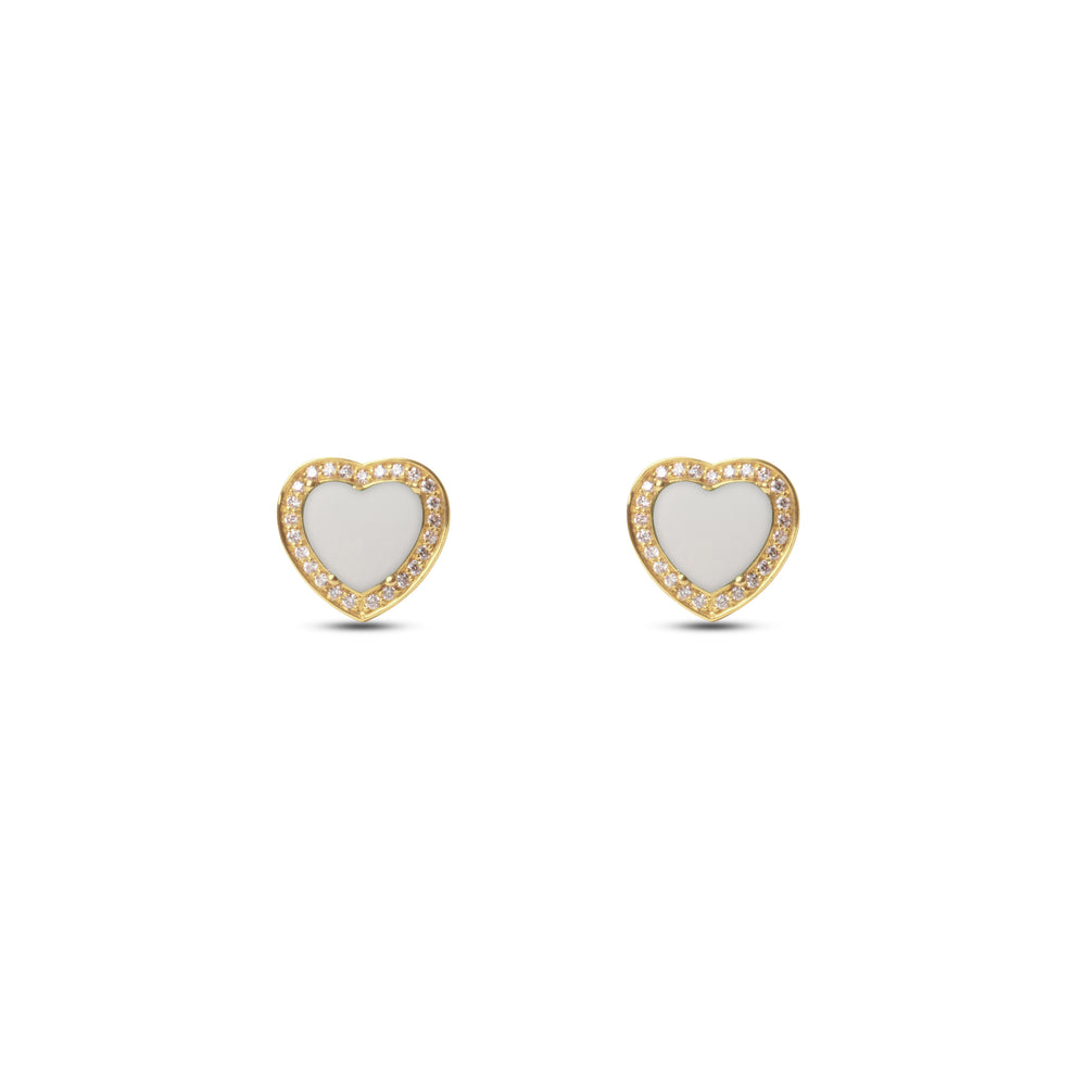 Amore earrings with white agate in yellow gold (view 2)