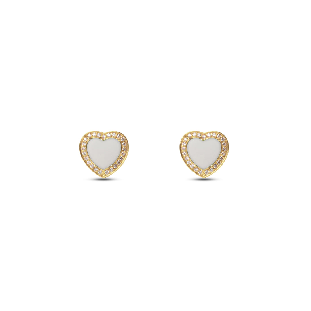 Amore earrings with white agate in yellow gold (view 2)