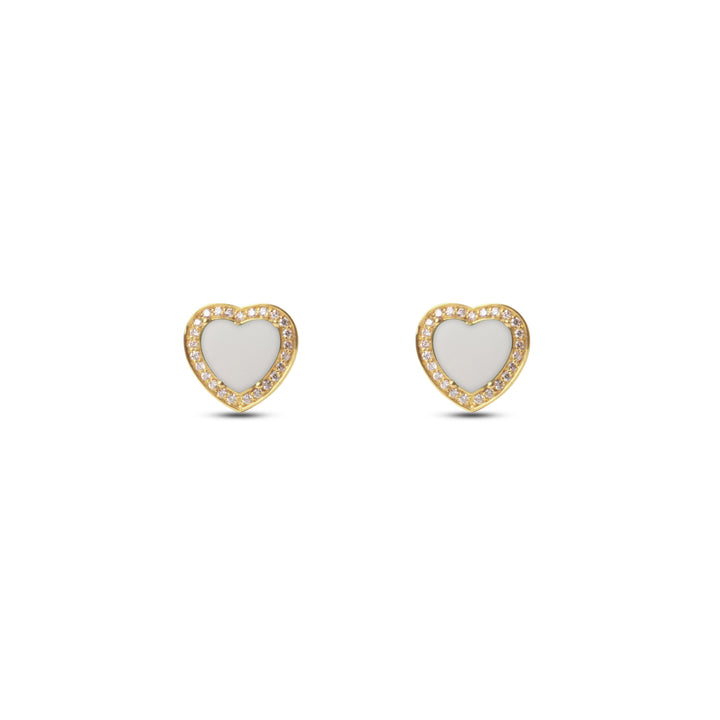 Amore earrings with white agate in yellow gold (view 2)