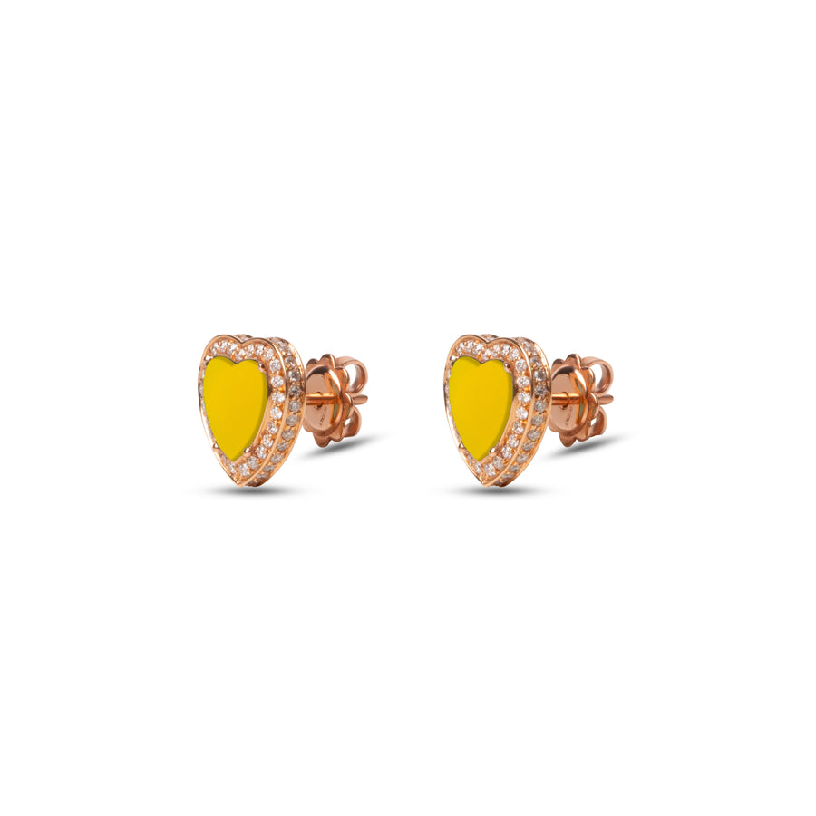 Amore earrings with yellow agate in rose gold