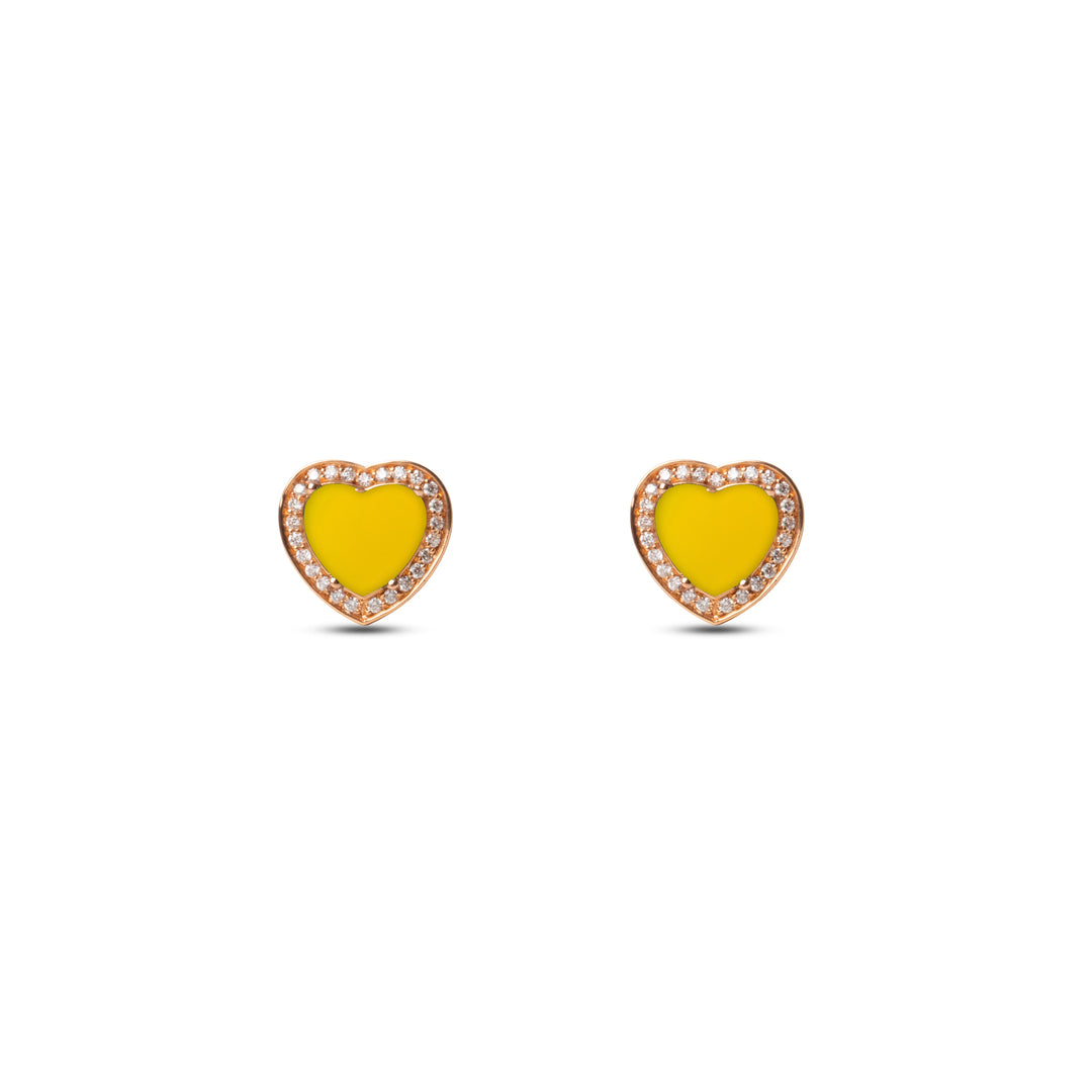 Amore earrings with yellow agate in rose gold (view 2)