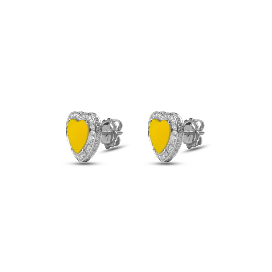 Amore earrings with yellow agate in white gold