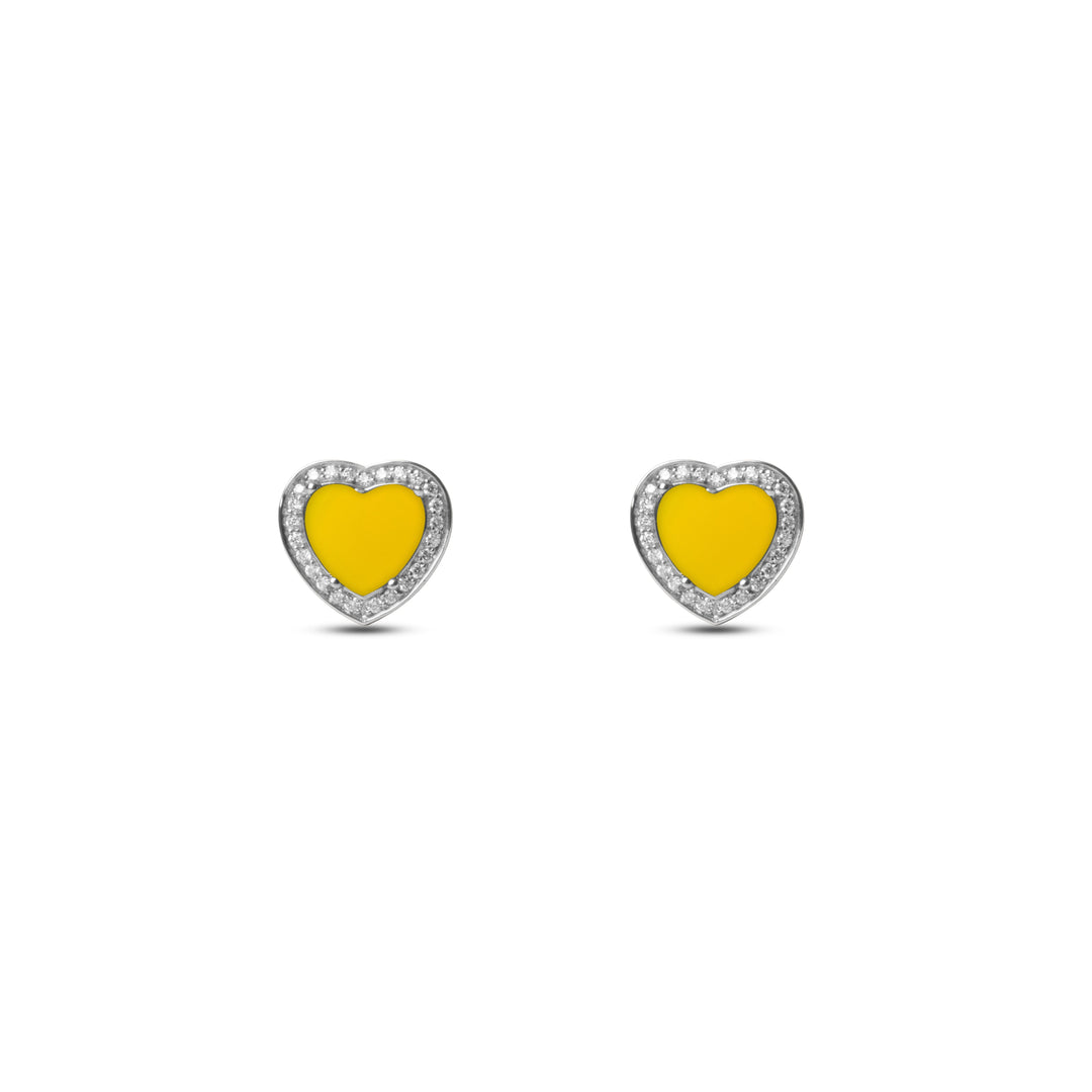 Amore earrings with yellow agate in white gold (view 2)
