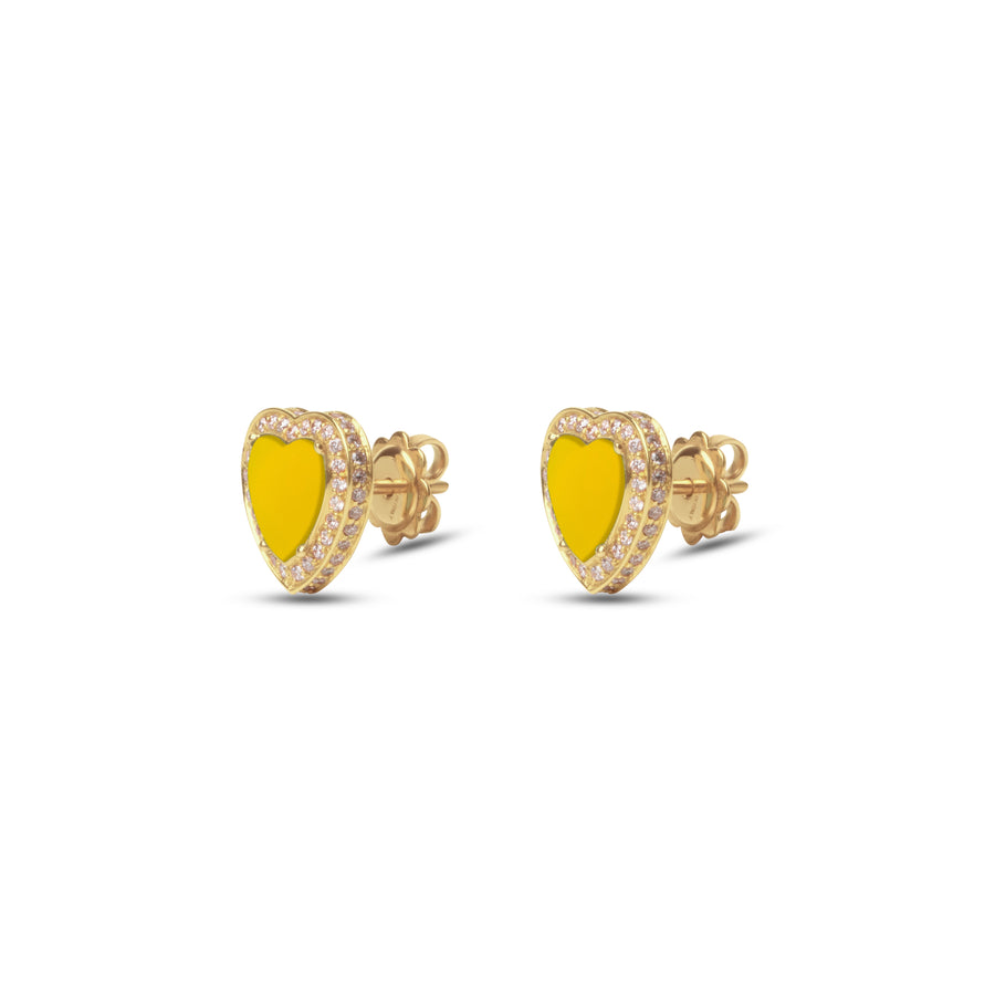 Amore earrings with yellow agate in yellow gold