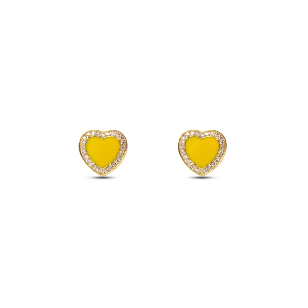 Amore earrings with yellow agate in yellow gold (view 2)