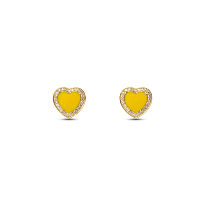 Amore earrings with yellow agate in yellow gold (view 2)