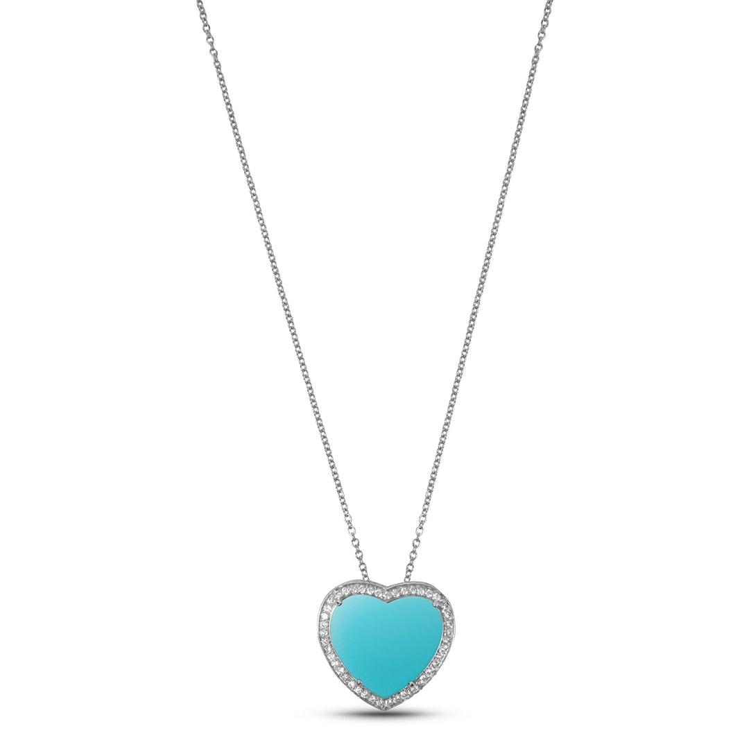 Amore necklace with blue agate in white gold, large size