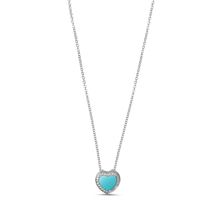 Amore necklace with blue agate in white gold, small size