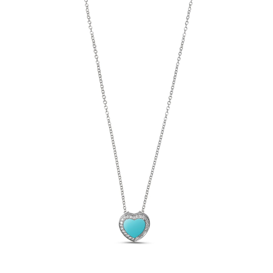 Amore necklace with blue agate in white gold, small size