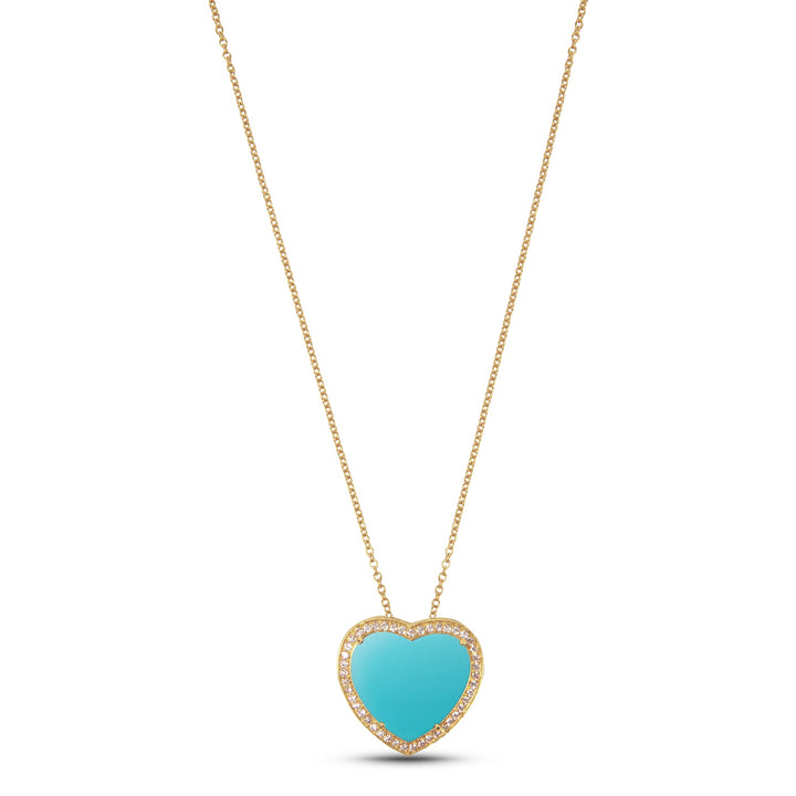 Amore necklace with blue agate in yellow gold, large size
