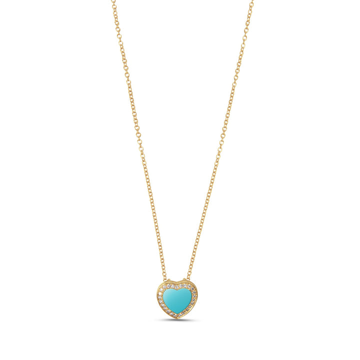 Amore necklace with blue agate in yellow gold, small size