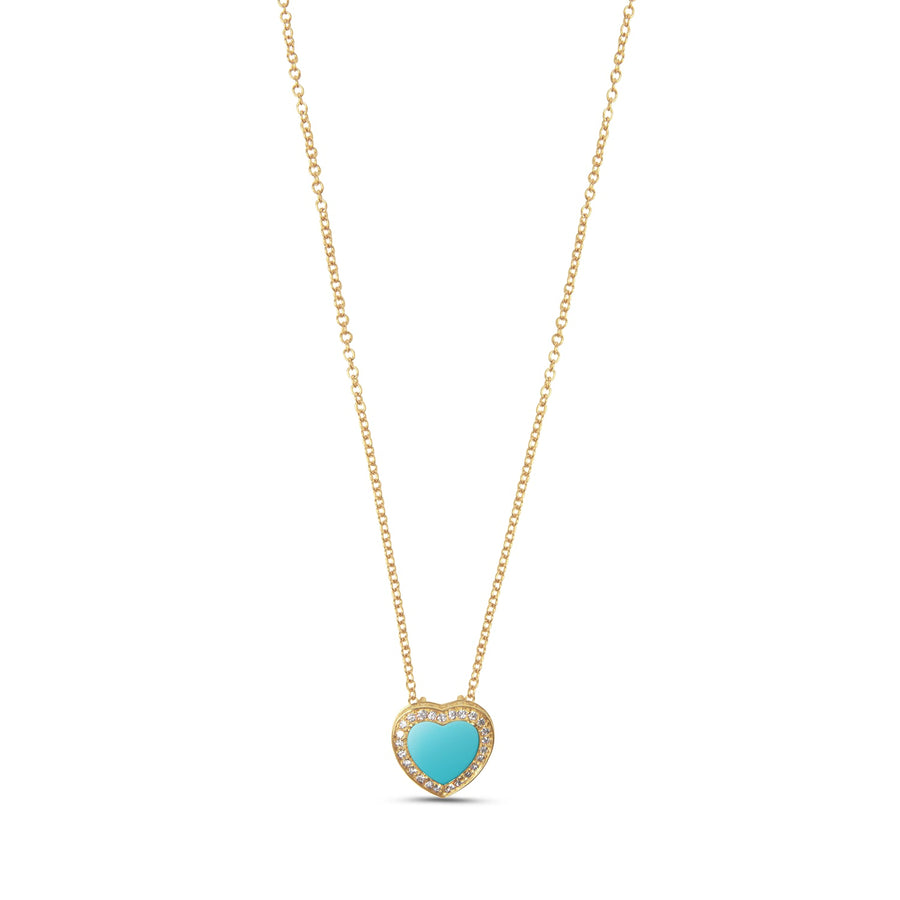 Amore necklace with blue agate in yellow gold, small size