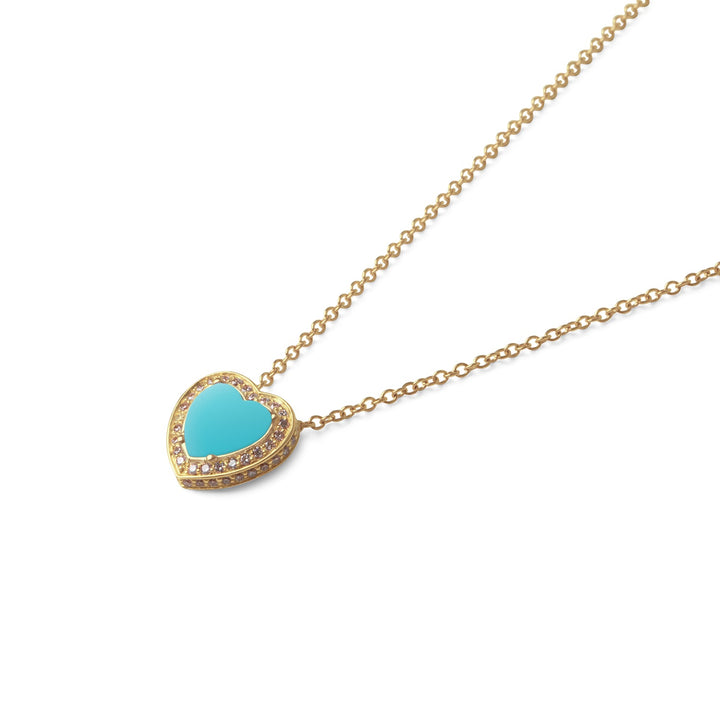 Amore necklace with blue agate in yellow gold, small size (view 2)