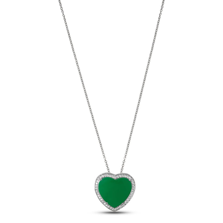 Amore necklace with green agate in white gold, large size