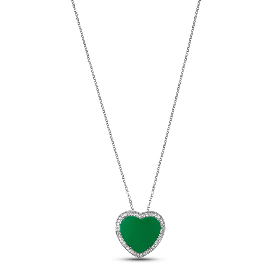 Amore necklace with green agate in white gold, large size