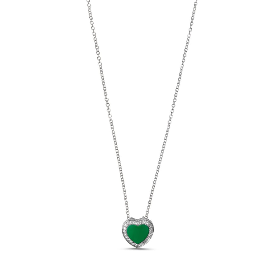 Amore necklace with green agate in white gold, small size