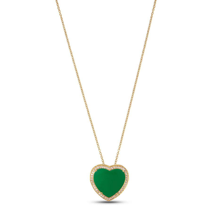 Amore necklace with green agate in yellow gold, large size
