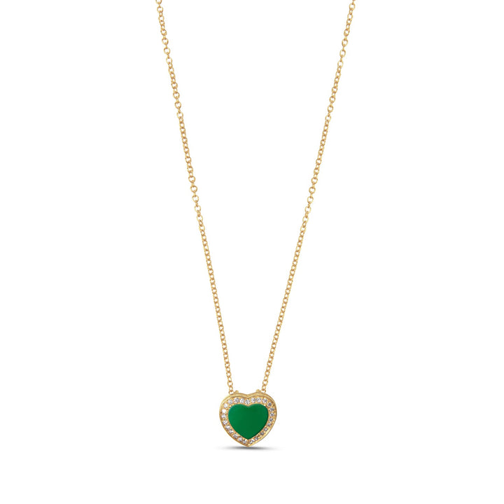 Amore necklace with green agate in yellow gold, small size