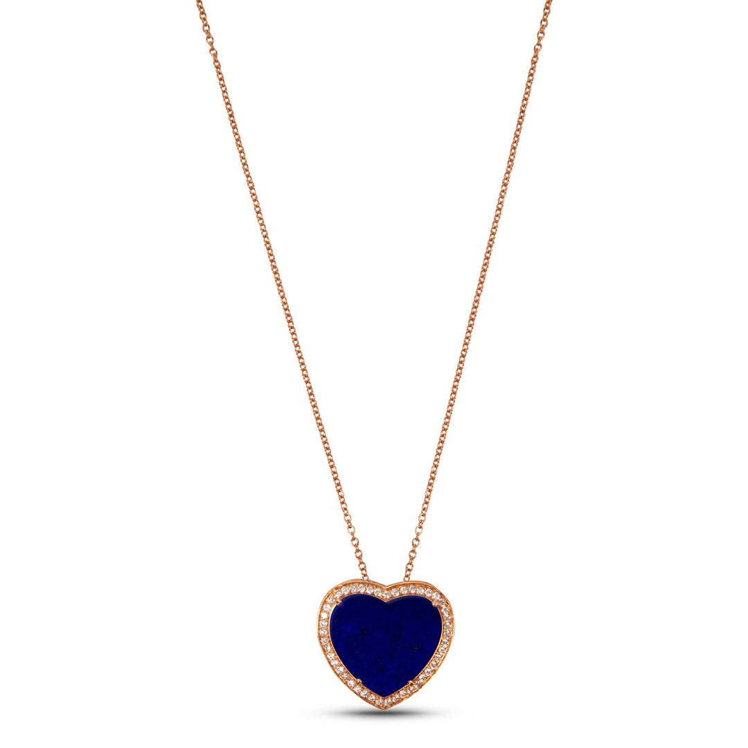 Amore necklace with lapis lazuli in rose gold, large size