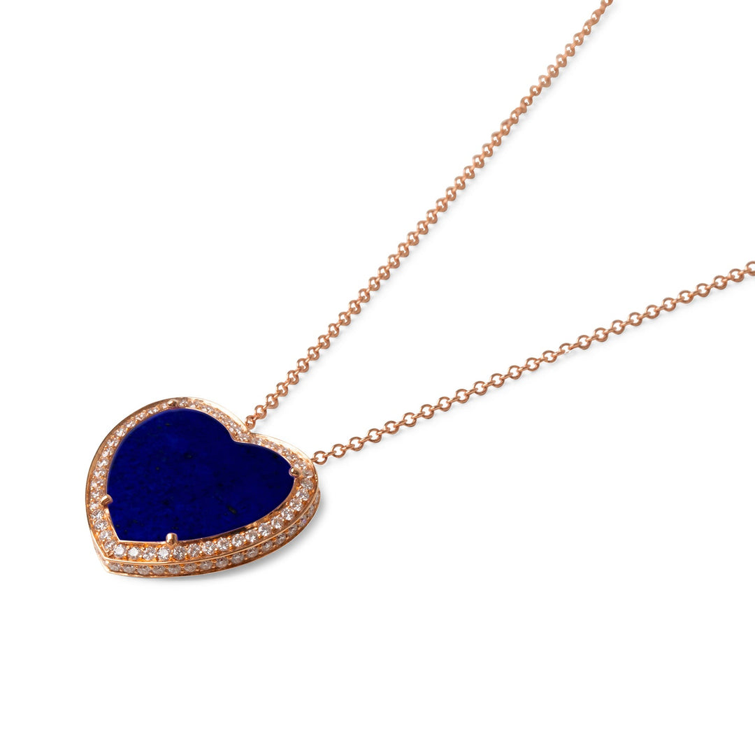 Amore necklace with lapis lazuli in rose gold, large size (view 2)