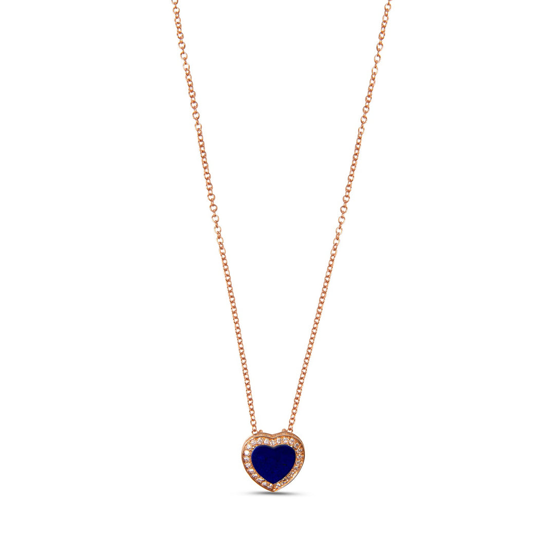 Amore necklace with lapis lazuli in rose gold, small size