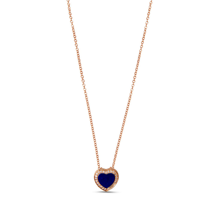 Amore necklace with lapis lazuli in rose gold, small size