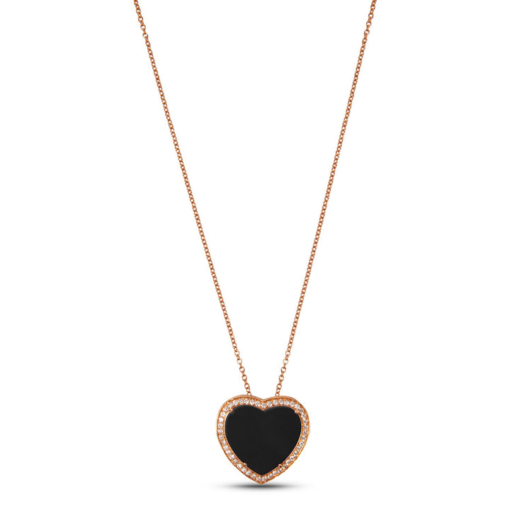 Amore necklace with onyx in rose gold, large size