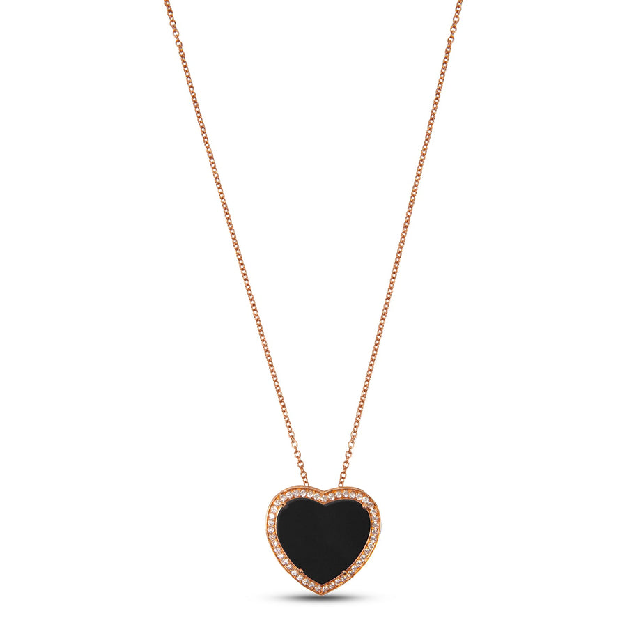 Amore necklace with onyx in rose gold, large size