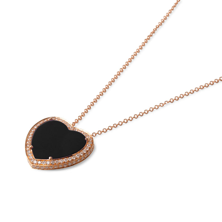 Amore necklace with onyx in rose gold, large size (view 2)