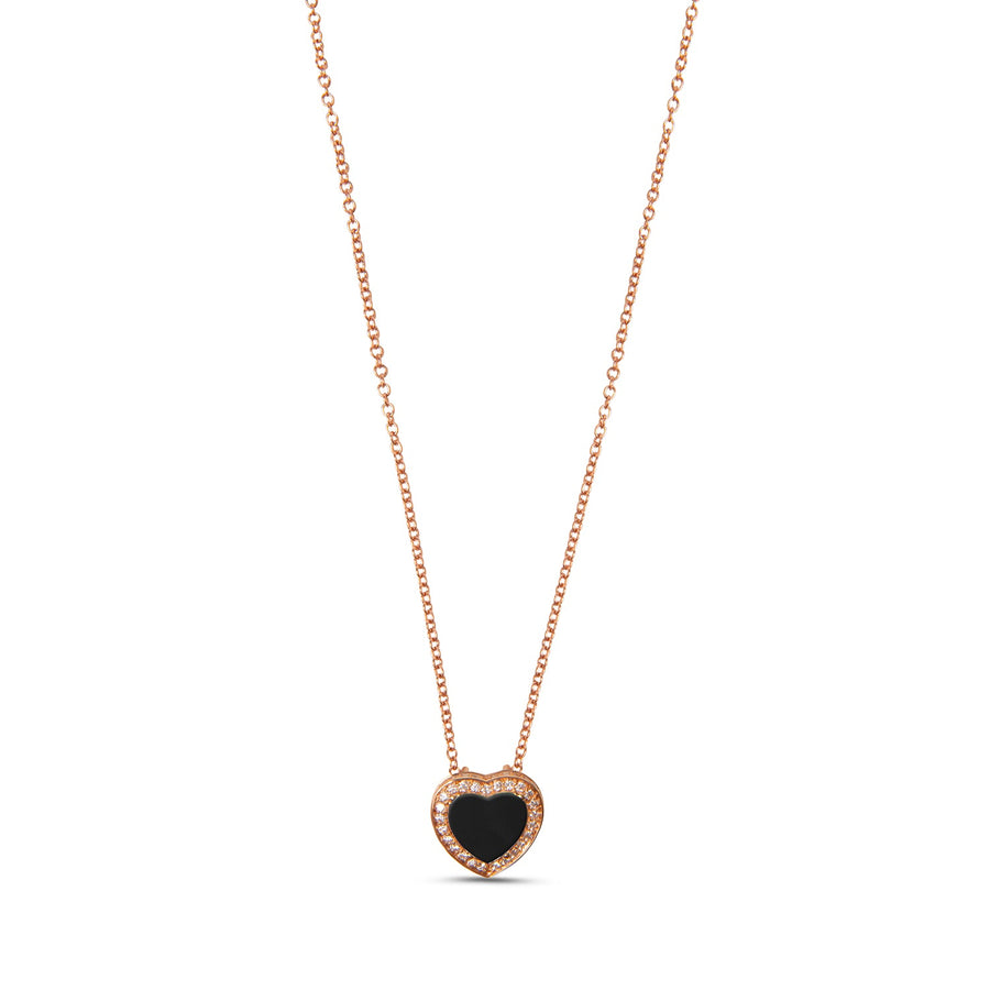 Amore necklace with onyx in rose gold, small size