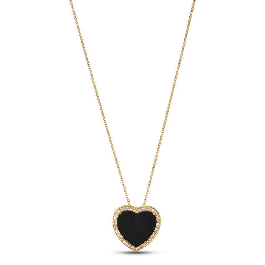 Amore necklace with onyx in yellow gold, large size