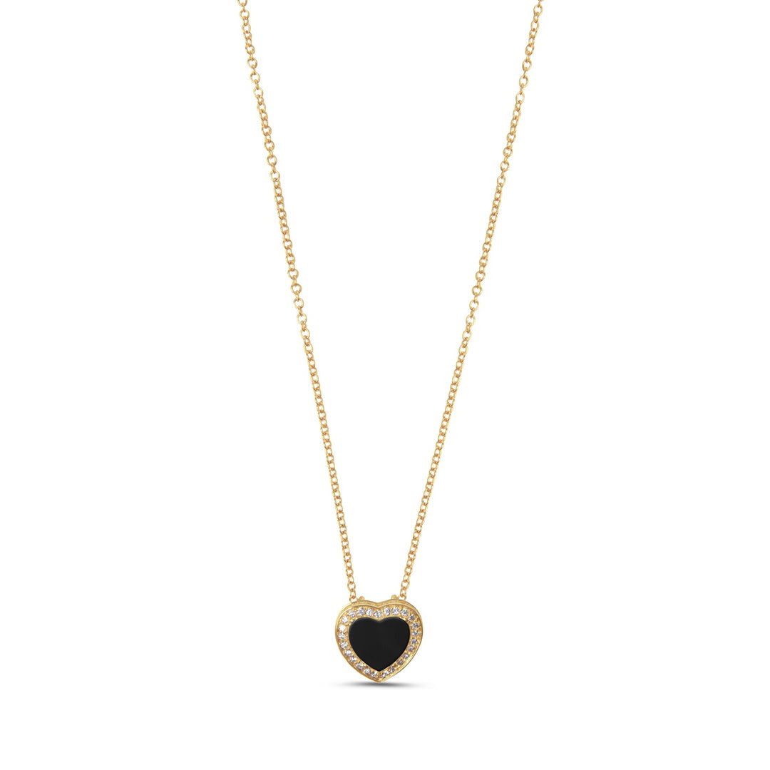 Amore necklace with onyx in yellow gold, small size