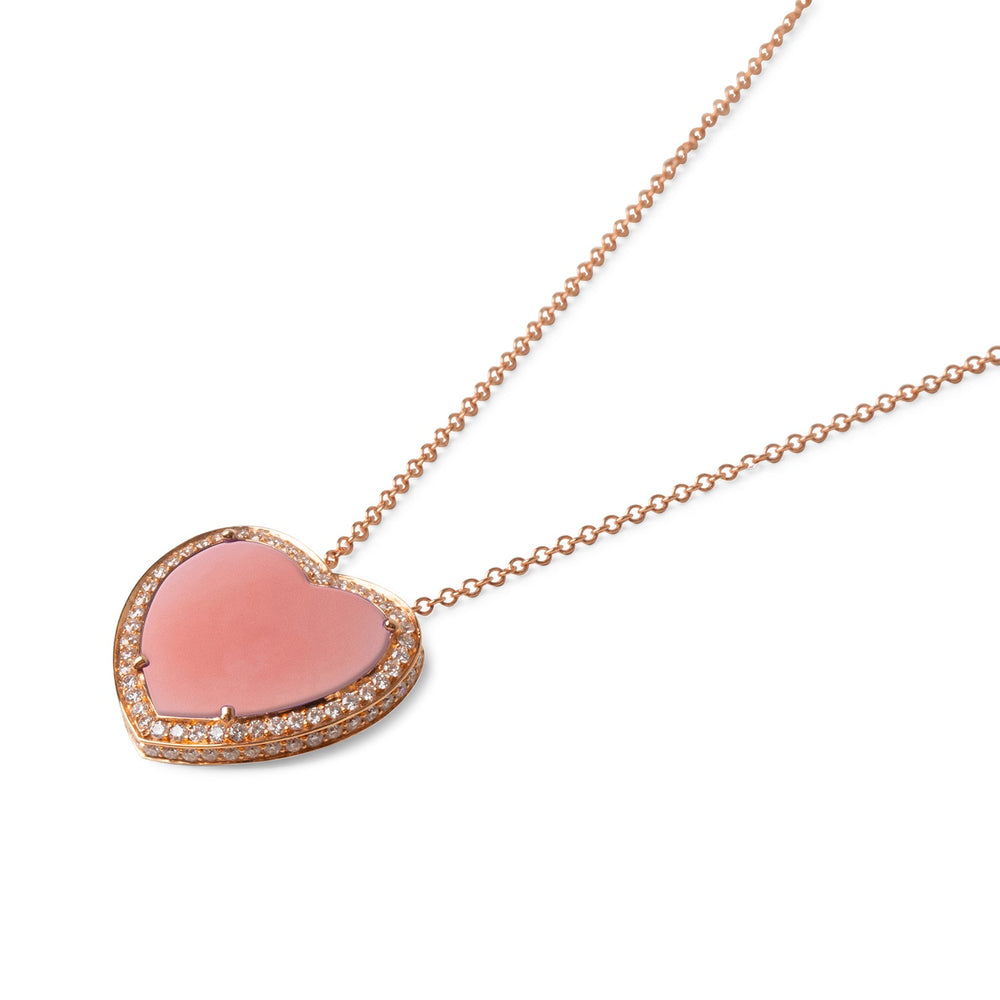 Amore necklace with pink opal in rose gold, large size (view 2)