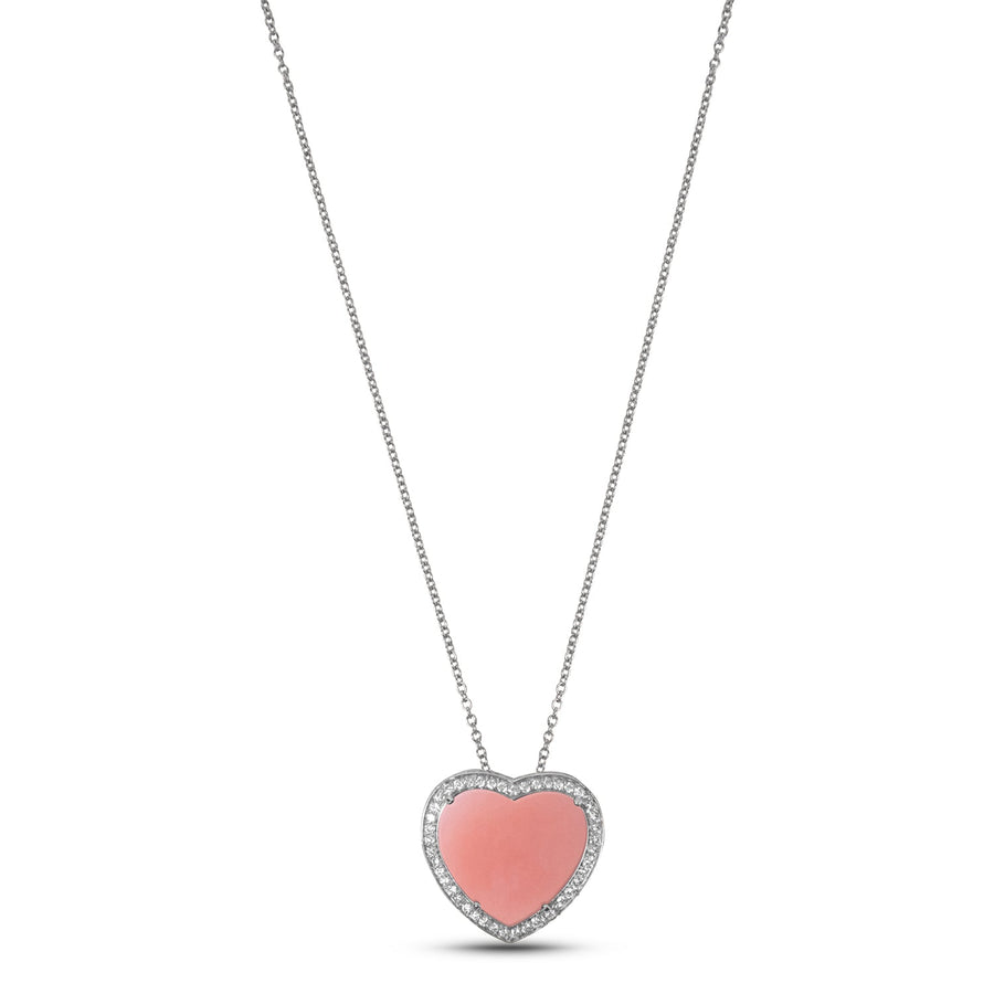 Amore necklace with pink opal in white gold, large size
