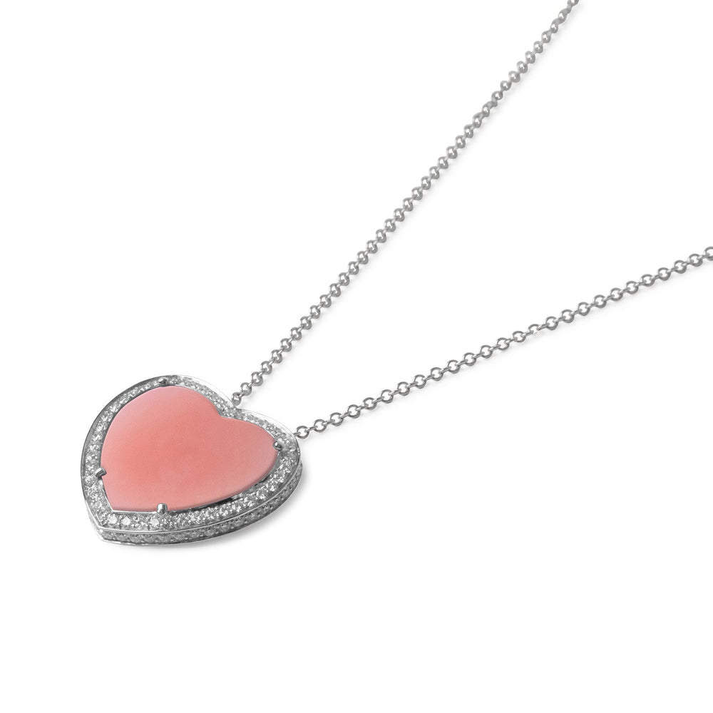 Amore necklace with pink opal in white gold, large size (view 2)