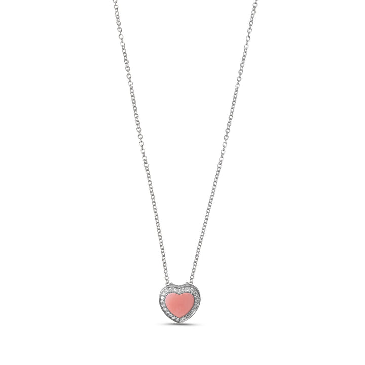 Amore necklace with pink opal in white gold, small size