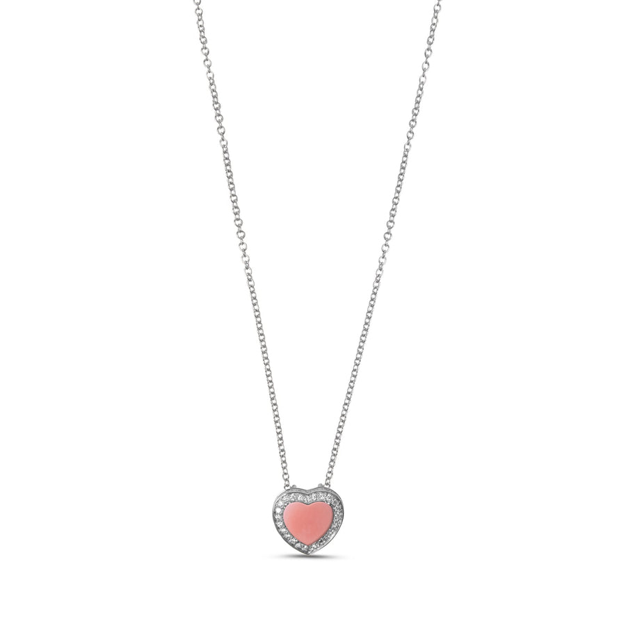 Amore necklace with pink opal in white gold, small size