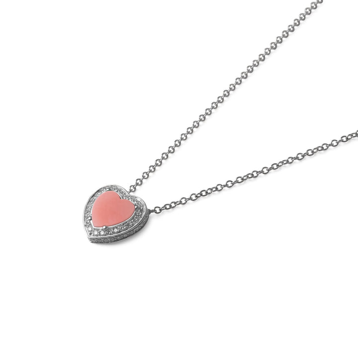 Amore necklace with pink opal in white gold, small size (view 2)