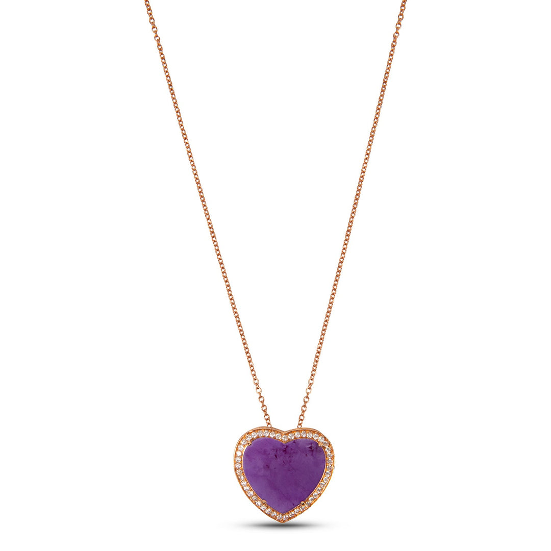 Amore necklace with purple agate in rose gold, large size